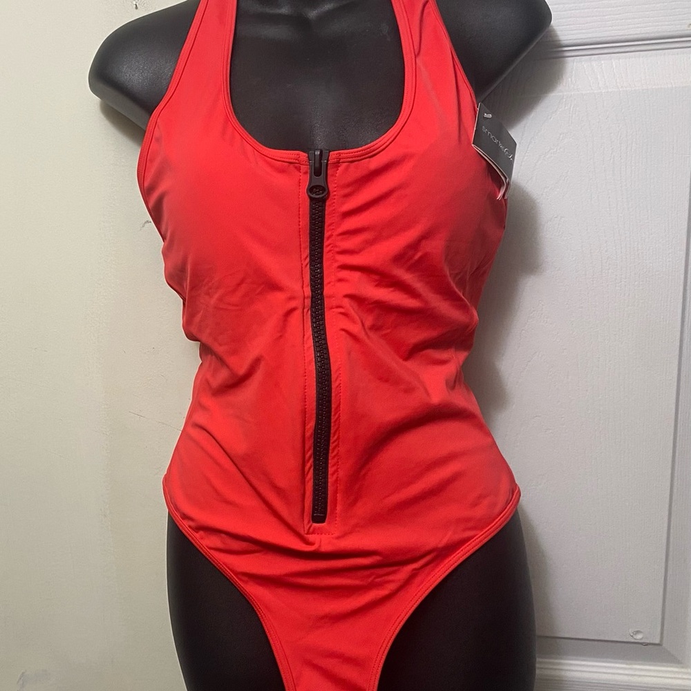 Smart & Sexy NWT Red Swimsuit with Zip Front in Large